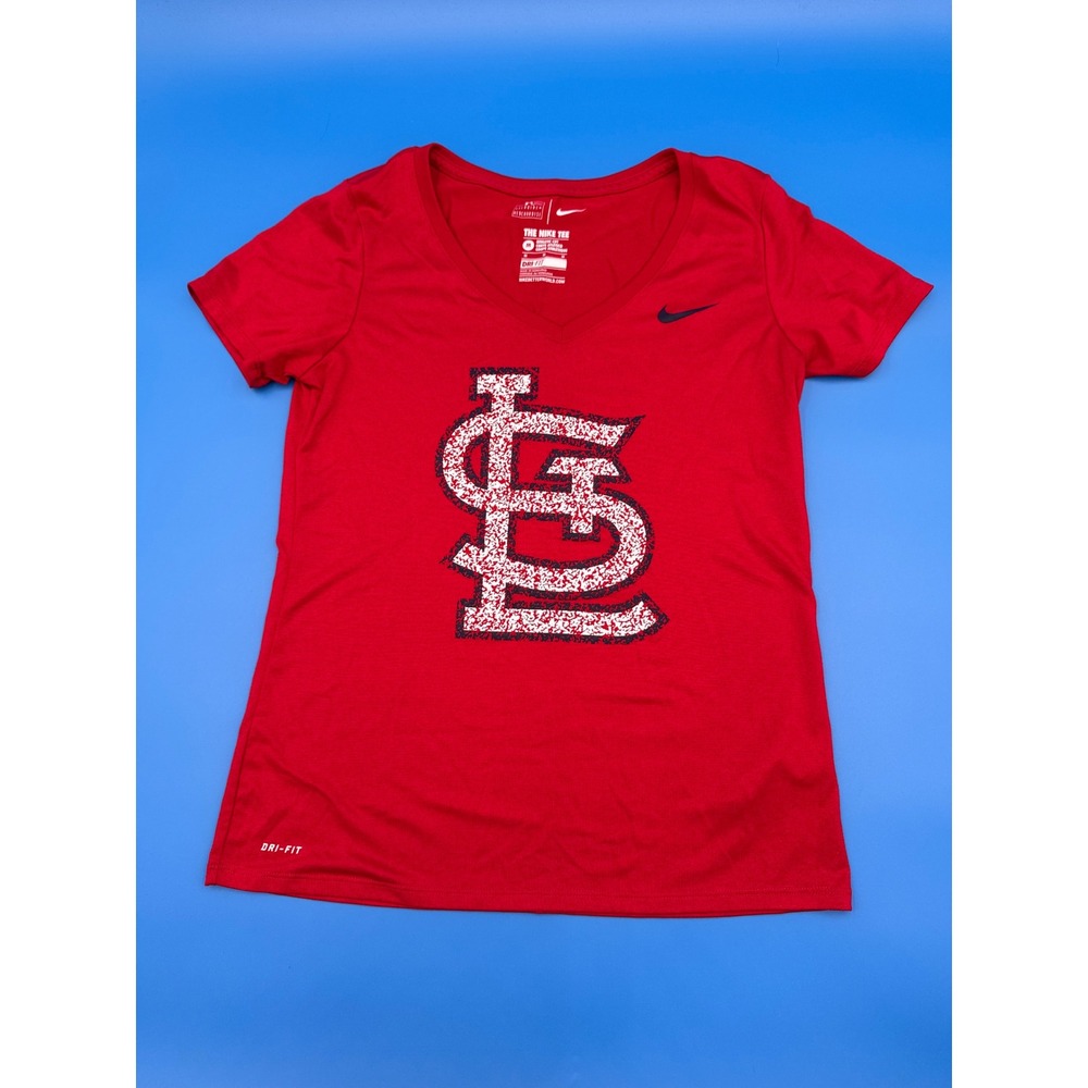 Nike Red Dri-Fit‎ Athletic Tee - St. Louis Cardinals V-Neck - Medium